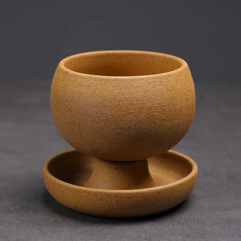 Creative Ceramic Round Small Coffee Cup With Saucer 5oz 150ml Retro Tea Coffee Cup