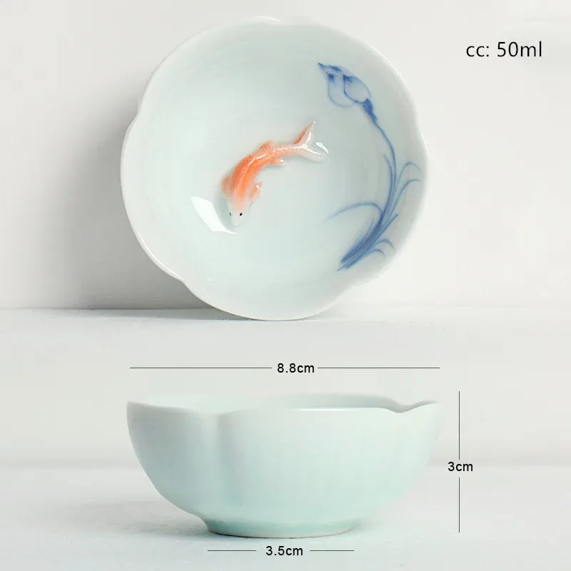50ml Hand-painted Ceramic Teacups Pu 'er Tea Sets Household Portable Tea Bowls Custom Master Cup Chinese Tea Sets Accessories