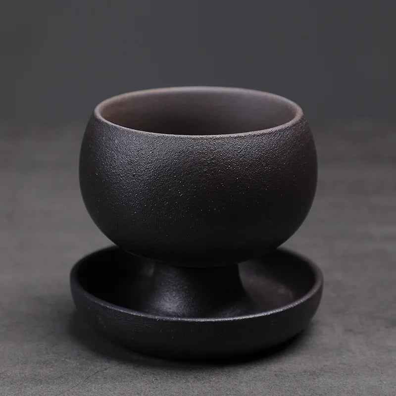 Creative Ceramic Round Small Coffee Cup With Saucer 5oz 150ml Retro Tea Coffee Cup