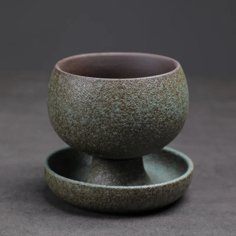 Creative Ceramic Round Small Coffee Cup With Saucer 5oz 150ml Retro Tea Coffee Cup