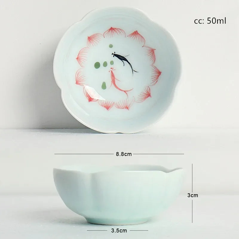 50ml Hand-painted Ceramic Teacups Pu 'er Tea Sets Household Portable Tea Bowls Custom Master Cup Chinese Tea Sets Accessories