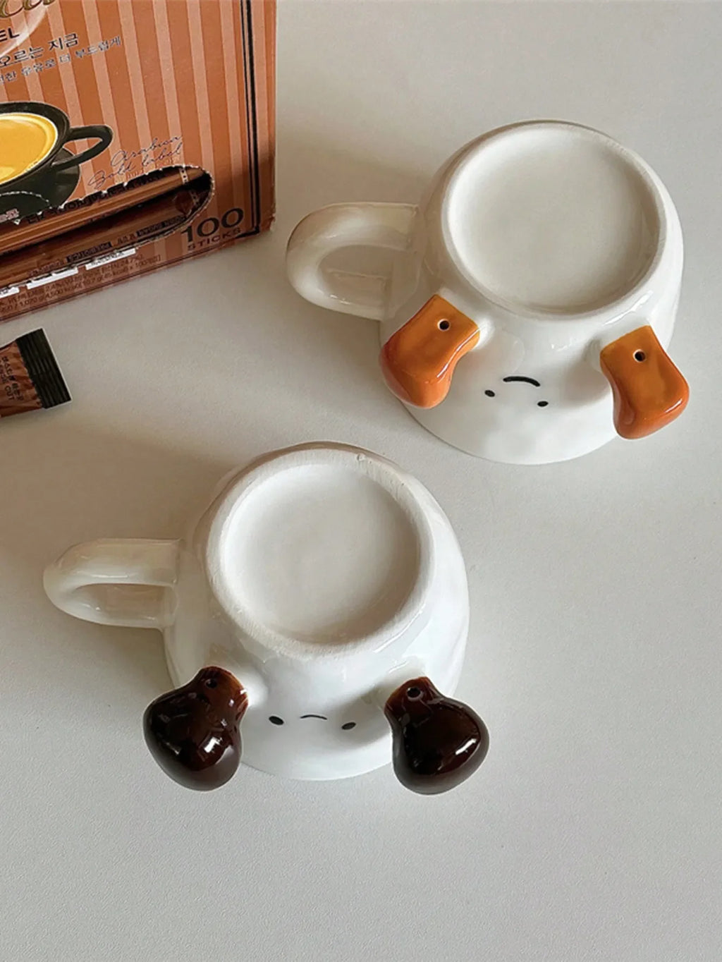 Happy Face Coffee Mug With Handle Ceramic Coffee Cup Charming Face With Cute Feet Water Cups Birthday Gifts Office & Home Decor