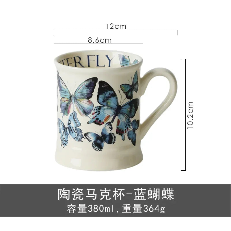 European Classical Ceramic Flower Cup Creative Office Home Coffee Mug Art Milk Breakfast Cup Gift Coffee Cup Color Boxed 380ml