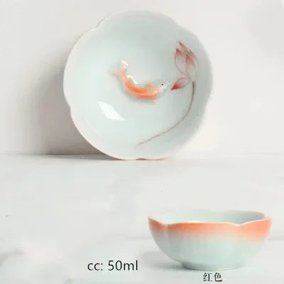 50ml Hand-painted Ceramic Teacups Pu 'er Tea Sets Household Portable Tea Bowls Custom Master Cup Chinese Tea Sets Accessories
