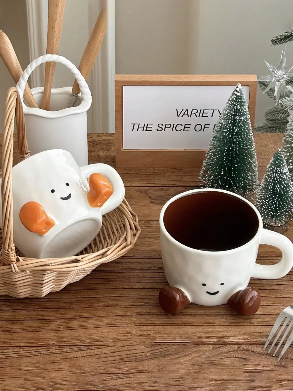 Happy Face Coffee Mug With Handle Ceramic Coffee Cup Charming Face With Cute Feet Water Cups Birthday Gifts Office & Home Decor