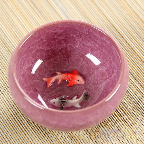 3D Ceramic Golden Fish China Tea Cup Porcelain Cups Mugs for Tea Bowl Hand Pottery Cups Teacups Japanese Mug Chinese Bowls Set