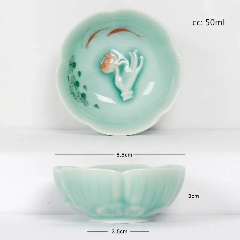 50ml Hand-painted Ceramic Teacups Pu 'er Tea Sets Household Portable Tea Bowls Custom Master Cup Chinese Tea Sets Accessories