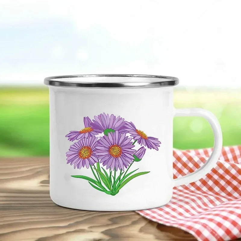 Creative Drink Coffee Mug Flower Butterfly Print Enamel Mugs Kids Cup Personalized Gift Cups for Coffee and Tea Drinkware Cupshe