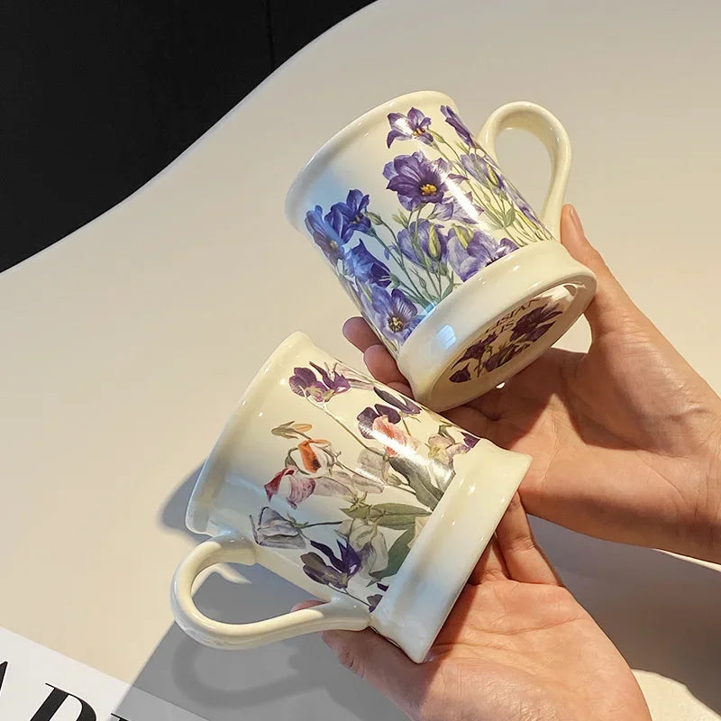 European Classical Ceramic Flower Cup Creative Office Home Coffee Mug Art Milk Breakfast Cup Gift Coffee Cup Color Boxed 380ml